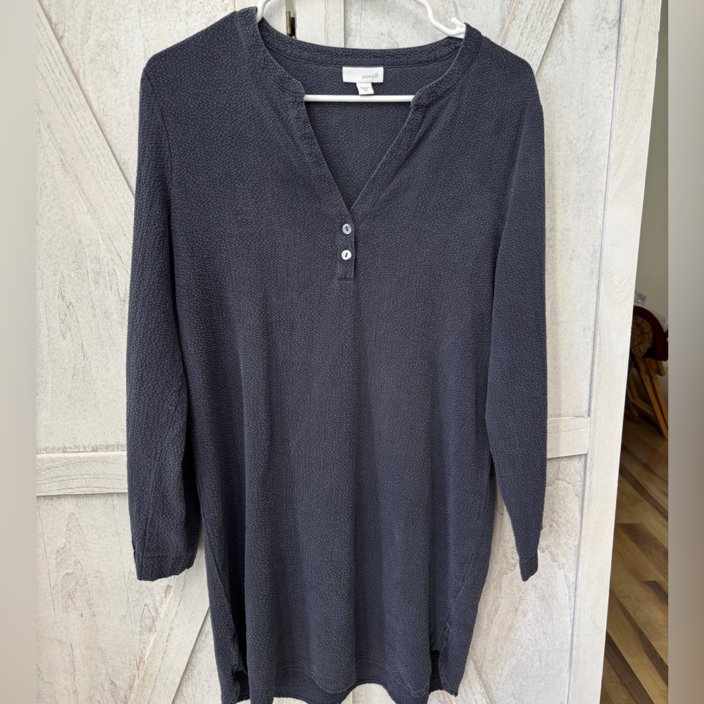 J. Jll Pure Jill Textured Tunic Top Women’s XS Slate Blue Lagenlook Minimalist